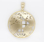 10K Two Tone Gold Round Globe Planet Earth World Map Pendant 2" 11.6 Grams