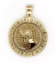 10K Yellow Gold Round Globe Planet Earth World Map Two Sided Pendant 1.46" 11.7G
