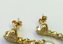 18k yellow gold natural diamond and dangling freshwater white pearl earrings