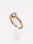 18K Yellow Gold Uncut Flat Diamond Solitaire With Accents Engagement Ring