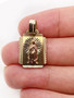 14K Solid Tri Color Gold Virgin Mary Guadalupe Rectangular Charm Pendant 21 MM