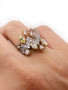 3.51 TCW Natural Diamond 18K White & Yellow Gold Women's Wide Cluster Ring