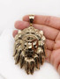 Mens 10K Solid Yellow Gold Lion Head Face Pendant Charm Large