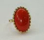 Vintage 18k solid Yellow Gold Ring 19 Ct Natural Cabochon Red Coral 20×14 mm