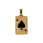 14K Solid Yellow Gold Enameled Ace of Spade Playing Card Pendant 2"