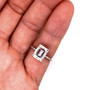 4.03 TCW White VVS Moissanite Emerald Cut 18k White Gold Diamond Engagement Ring