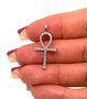 14K Solid White Gold 0.45 Ct Natural Diamond Ankh Cross Pendent
