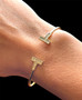 14k Yellow Gold 0.28 Ct Natural Diamond T Wire Bangle Bracelet