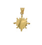 14k Yellow Gold Sun Face Charm Pendant Matte Finished One Side