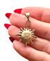 14k Yellow Gold Sun Face Charm Pendant Matte Finished One Side