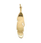 18K Solid Yellow Gold Feather Charm Pendant 1.81 in