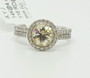 2.27 Ct Round Diamond & Canary Moissanite 14k White Gold Halo Engagement Ring