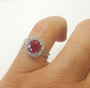 2.83 Ct Diamond and Red Ruby 14k White Gold Engagement Ring Size 6.25 Bridale