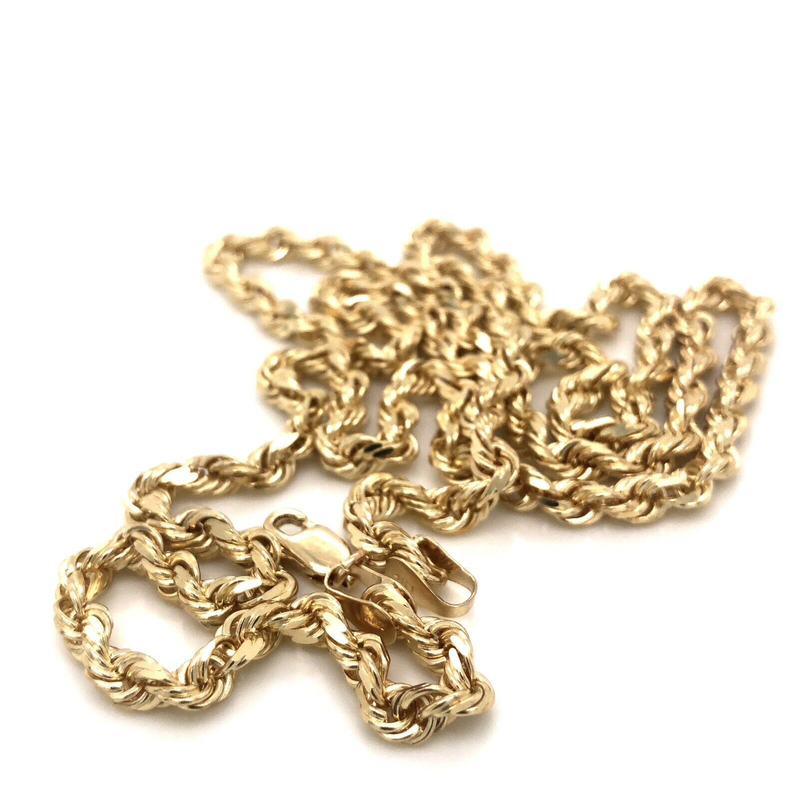 Men's Solid Gold Necklace, 14K Yg, Rope Chain 24 3.5mm