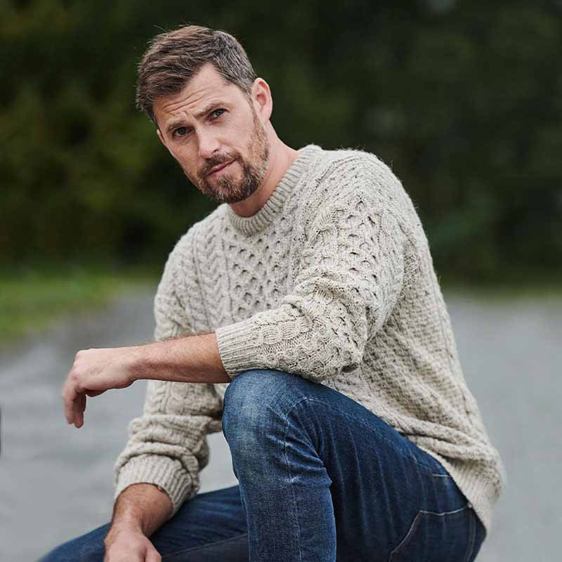 Men's Traditional Aran Fisherman Sweater | 100% Merino Wool