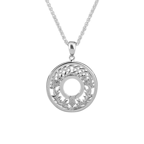 Sterling Silver Celtic Knot and Scottish Thistle Pendant Shop Online On Scottishwebstore.com