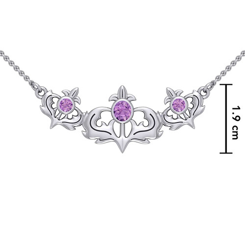 Shop Silver Scottish Thistle Necklace with Amethyst Gemstone Online On Sottishwebstore.com