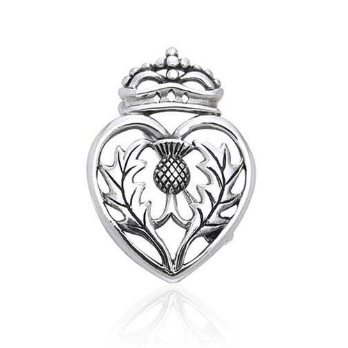 Scottish Thistle Pin with Claddagh Heart Design Shop On Scottishwebstore.com