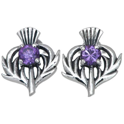 Amethyst Thistle Stud Earrings Shop On Scottishwebstore.com