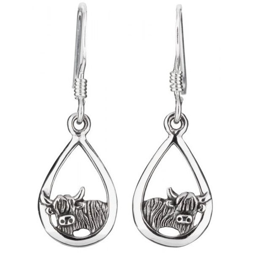 Highland Cow Drop Earrings in Sterling Silver Shop on Scottishwebstore.com