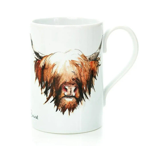 Hand-Painted Porcelain Highland Cow Mug Shop Online on Scottishwebstore.com