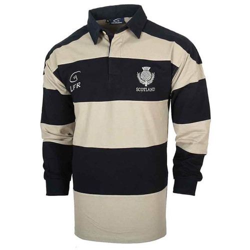 Two Tone Striped Scotland Longsleeve Rugby Shirt Shop On Scottishwebstore.com