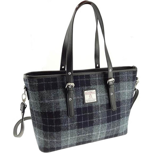 Handwoven Harris Tweed Tote Bag Grey Tartan Shop Online On Scottishwebstore.com