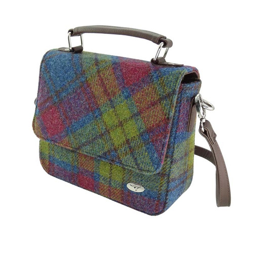 Shop Handmade Harris Tweed Square Shoulder Bag in Summer Tartan Online On Scottishwebstore.com