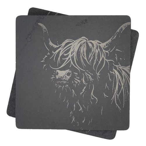 Slate Highland Cattle Coasters Set of 4 Shop on Scottishwebstore.com