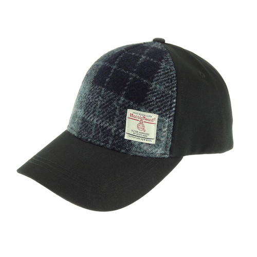 Harris Tweed Baseball Cap in Grey Tartan On Scottishwebstore.com