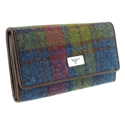 Ladies Small Harris Tweed Purse Multicolored Tartan On Scottishwebstore.com