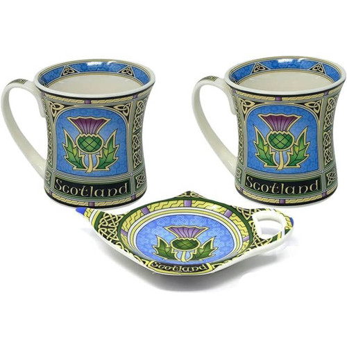 Scottish Thistle Bone China Mug Set On Scottishwebstore.com