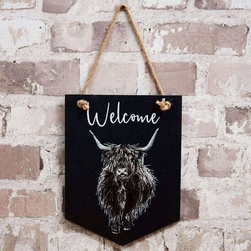 Highland Cow Hanging Welcome Ornament – Slate On Scottishwebstore.com