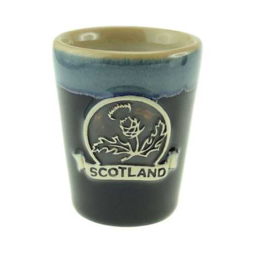 Stoneware Scottish Thistle Shot Glass – Blue On Scottishwebstore.com