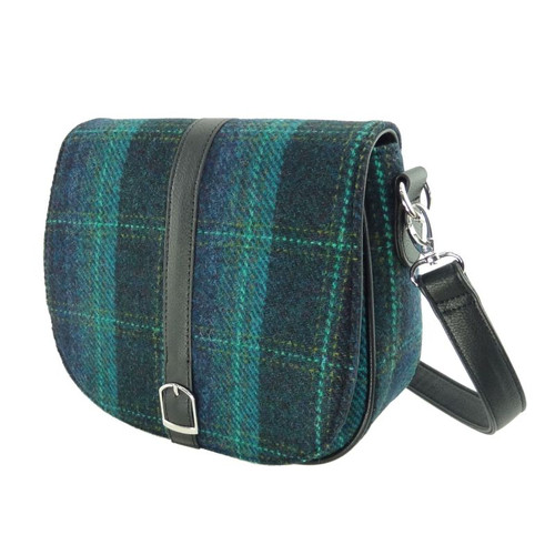 GA-LB1000 BLUE TURQUOISE OVERCHECK Colour Tartan Harris Tweed Shoulder Bag Scottishwebstore.com GA-LB1000 BLUE TURQUOISE OVERCHECK Colour Tartan Harris Tweed Shoulder Bag Scottishwebstore.com