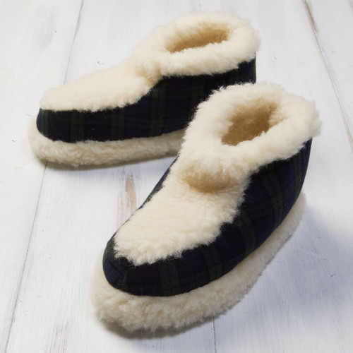 LV-SB-LV6 BlackWatch Tartan Woolen Slipper Boots Side View Scottishwebstore.com