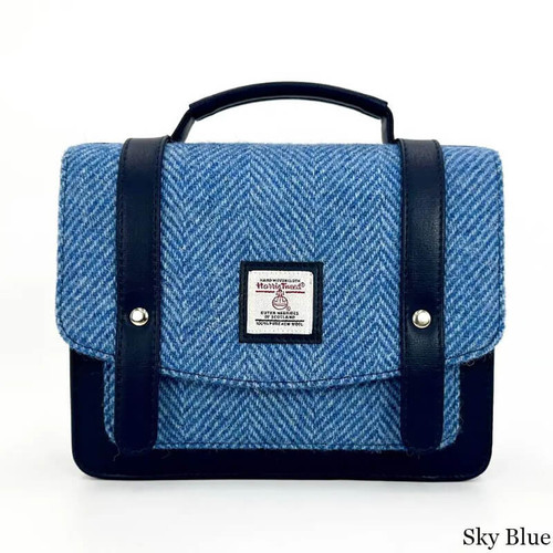 MCS-CB2001-1904C5-SKY BLUE Colour Ladies Harris Tweed Mini Messenger Bag Scottishwebstore.com