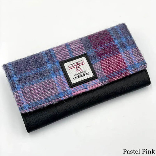 MCS-CB3055-TRT073-PASTEL PINK Colour Handcrafted Harris Tweed Envelope Purse Scottishwebstore.com