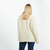 Ladies Oversized Patchwork Roll Neck Aran Sweater Natural Back side Scottishwebstore.com