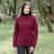 Ladies Honeycomb Crewneck Aran Sweater Wine  Scottishwebstore.com