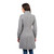 Ladies Grey Aran Wool Coat With Trinity Knotwork Details Studio Front Side On Scottishwebstore.com