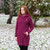 Women's Aran Knitted Zip Coatigan Velvet Red   Scottishwebstore.com