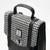 ISL-8366BLWDT00 BLACK AND WHITE DOGTOOTH Colour Handcrafted Harris Tweed Laptop Backpack Closeup View Scottishwebstore.com