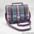 MCS-CB2001-MCS2204-GREEN PURPLE PLAID Colour Ladies Harris Tweed Mini Messenger Bag Adjustable Strap View Scottishwebstore.com