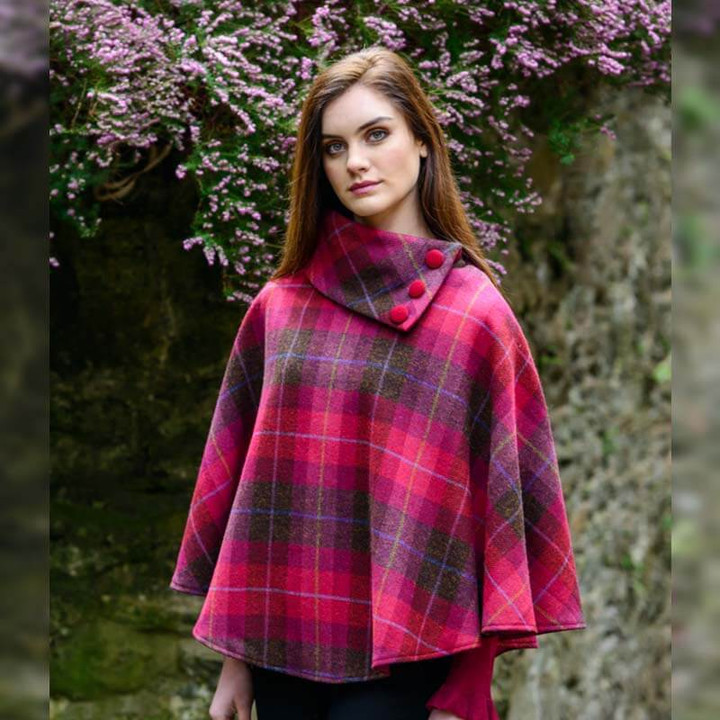 Shop Donegal Wool Pink Walking Tweed Poncho Made In Scotland Online On Scottishwebstore.com