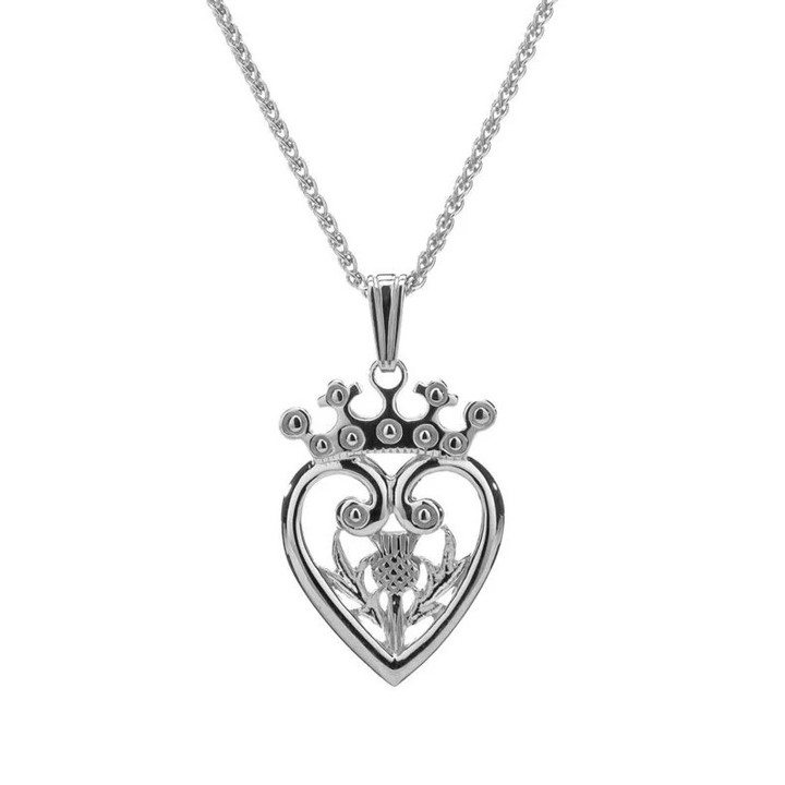 Traditional Scottish Luckenbooth Heart Thistle Pendant Scottishwebstore.com