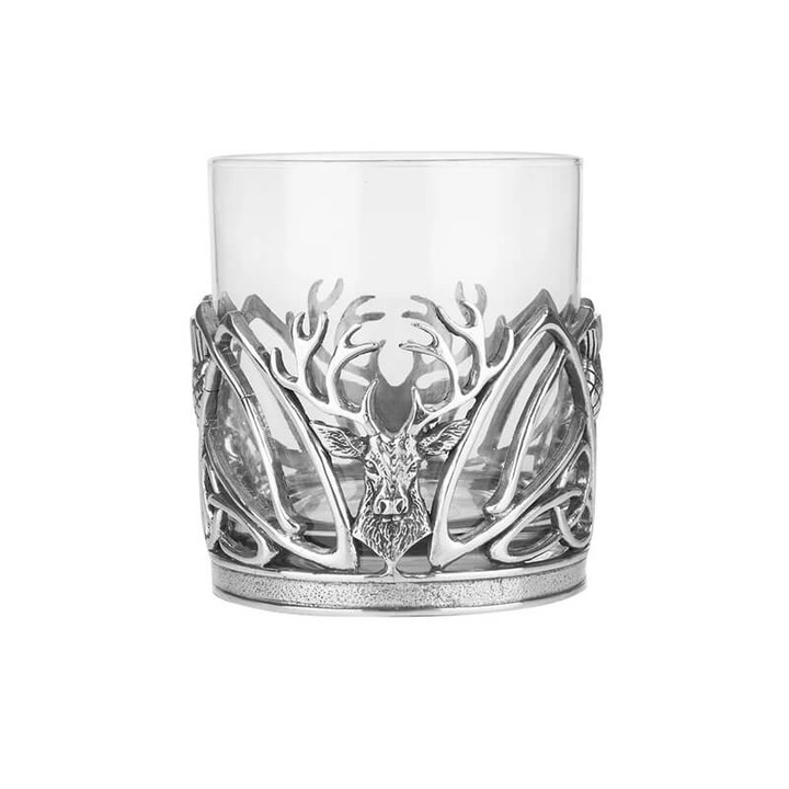 Antique Pewter Whisky Tumbler with Stag Design Shop On Scottishwebstore.com