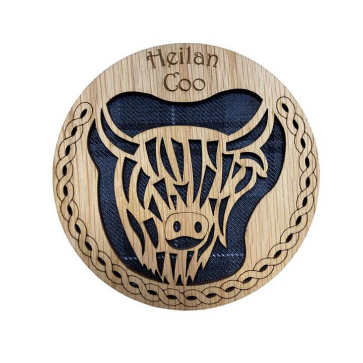 Heilan Coo Scottish Coaster in Grey Tartan On Scottishwebstore.com