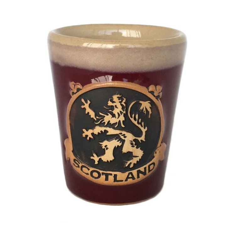 Stoneware Scottish Rampant Lion Shot Glass – Red On Scottishwebstore.com