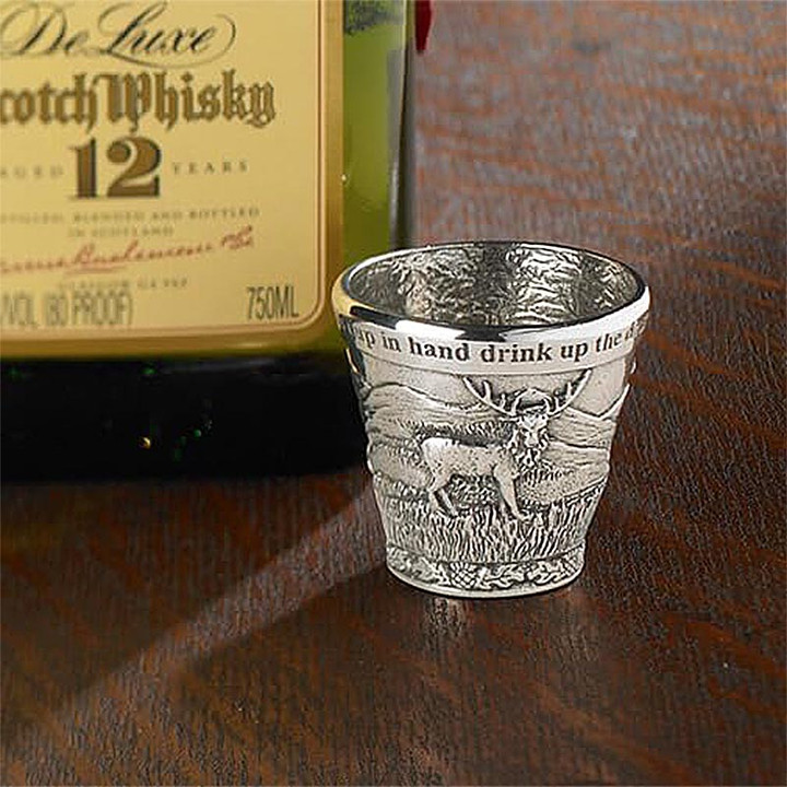AEW-61200 Highland Stag Pewter Shot Glass Lifestyle Scottishwebstore.com